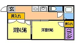 セリーヌ参番館 2DKの間取図画像