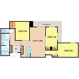 ムライチ・ガーデンテラス 3LDKの間取図画像