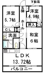京王相模原線 南大沢駅 徒歩25分の賃貸マンション 1階3LDKの間取り