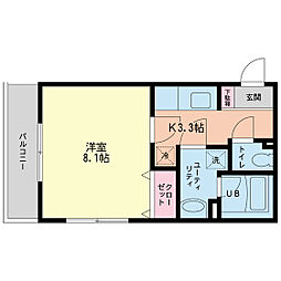 アーバンライフ国領 1Kの間取図画像