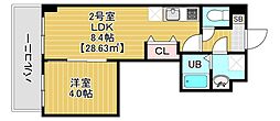 金太郎ヒルズ355 1LDKの間取図画像