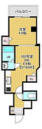 金太郎ヒルズ372 1DKの間取図画像