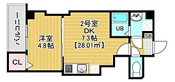 金太郎ヒルズ347 1DKの間取図画像
