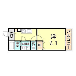 山陽電鉄本線 東須磨駅 徒歩4分の賃貸アパート 3階1Kの間取り