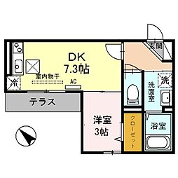 阪神本線 姫島駅 徒歩5分の賃貸アパート 1階1DKの間取り