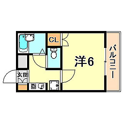 JR東海道・山陽本線 甲南山手駅 徒歩9分の賃貸マンション 4階1Kの間取り
