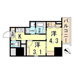 山陽電鉄本線 東須磨駅 徒歩5分の賃貸マンション 4階2Kの間取り