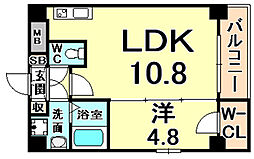 セレニテ甲子園 1LDKの間取図画像