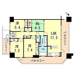 クレアフォート西宮・酒蔵通り 3LDKの間取図画像