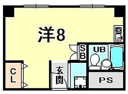 エルマーナ香枦園 ワンルームの間取図画像