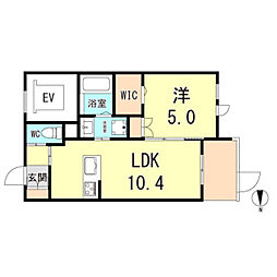 HEBELGARDEN松山町 1LDKの間取図画像