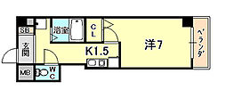 ガーデンプレイス夙川 1Kの間取図画像