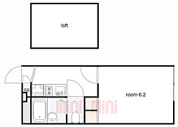 レオパレススプルース鳴尾 1Kの間取図画像