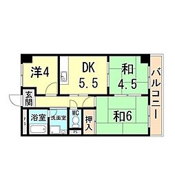 コーポ大社 3DKの間取図画像