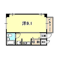 クァトル・セゾン甲東園 ワンルームの間取図画像