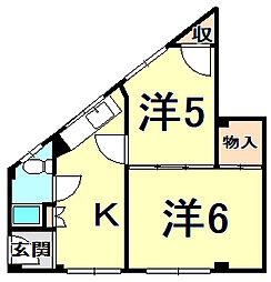 サニーサイド甲子園 2Kの間取図画像