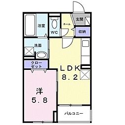 西宮市浜甲子園1丁目アパート 1LDKの間取図画像