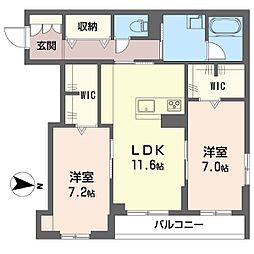 リックスエクラージュ 1LDKの間取図画像