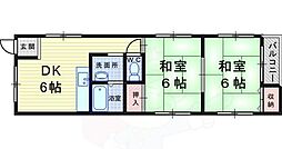 アートプラザ利倉西 2DKの間取図画像