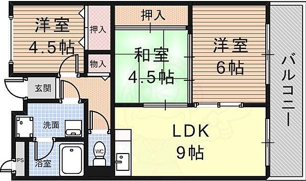 シュネム園田M2 ｜兵庫県尼崎市小中島３丁目(賃貸マンション3LDK・4階・56.00㎡)の写真 その2