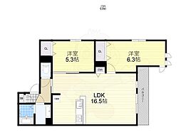 尼崎市塚口本町2丁目アパート 2LDKの間取図画像