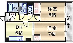インタルシオ武庫之荘 2DKの間取図画像