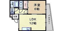 ミスターK北武庫之荘 1LDKの間取図画像