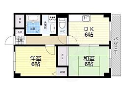ヴィエール緑翠苑 2DKの間取図画像
