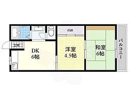 シャトー東 2DKの間取図画像