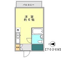 グローリア初穂　武蔵境 7階ワンルームの間取り