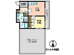 コーポダンディライオン 1DKの間取図画像