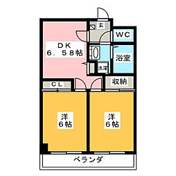 ＣＨＵＲＡ・ＳＵＮＨＥＩＭ 3階2DKの間取り