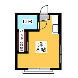 エーム 3階ワンルームの間取り