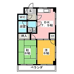 メゾンアキバ 2DKの間取図画像