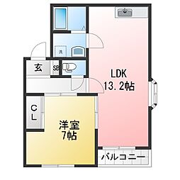 MYFLATS川口 1LDKの間取図画像