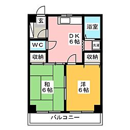 ジュネシオン大熊パート1 2DKの間取図画像