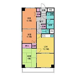 ヴァーテクスカワグチ 3LDKの間取図画像