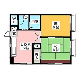 田村コーポ 2DKの間取図画像