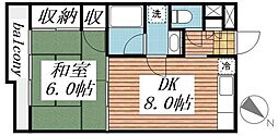 岩田ビル 1DKの間取図画像