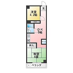川口第2永谷マンション 1LDKの間取図画像