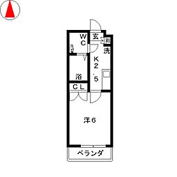 ドゥーエ川口 1Kの間取図画像