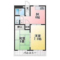 ヒマワリハイツ1 2DKの間取図画像