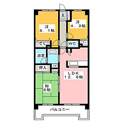 コスモ川口ロイヤルフォルム 3LDKの間取図画像