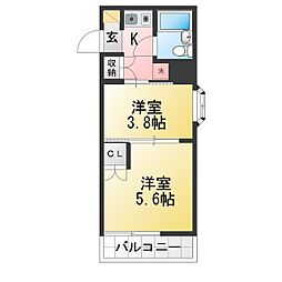 ホーユウコンフォルト西川口 2Kの間取図画像