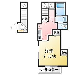 スマートテラス6 1Kの間取図画像
