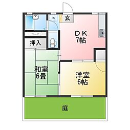 サンライズコーポ 2DKの間取図画像