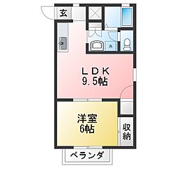 ハレハレハウス 1LDKの間取図画像