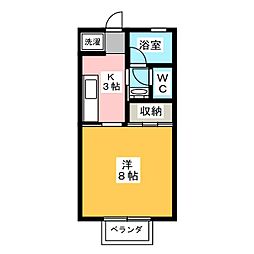 クオーレわらび 1Kの間取図画像