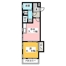アークル 1DKの間取図画像