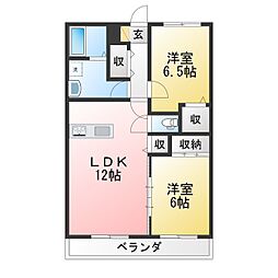 プラセール上青木 2LDKの間取図画像